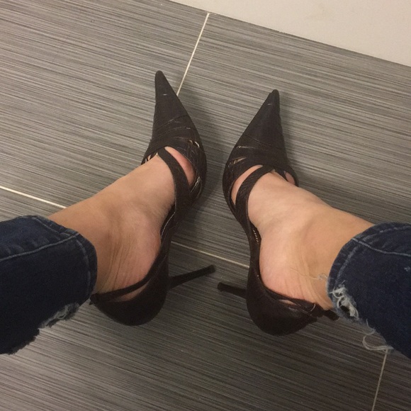 Aldo pointy toed brown snake skin heels in size 38 - Picture 1 of 5